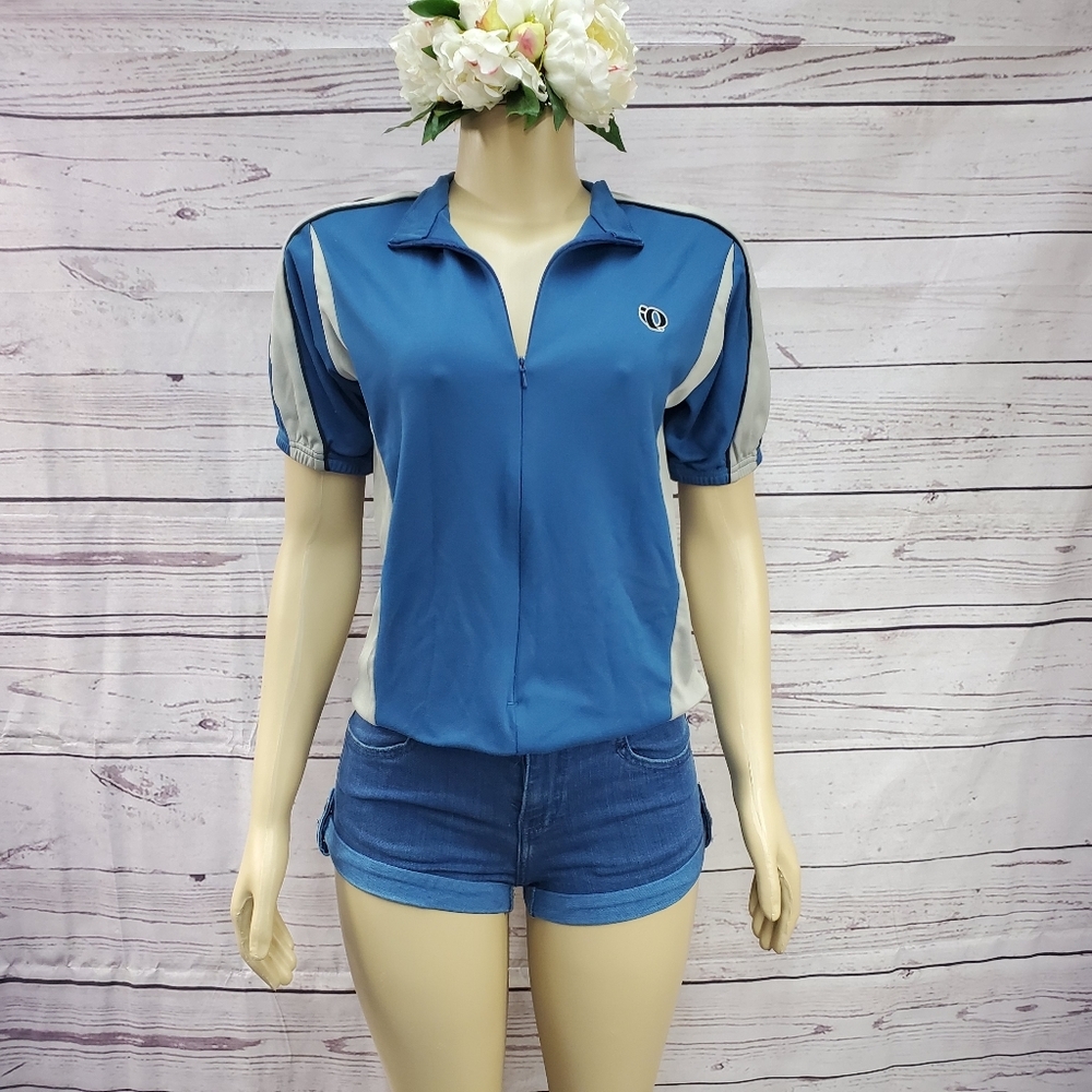 pearl izumi medium blue zip up sports shirt - Picture 4 of 7